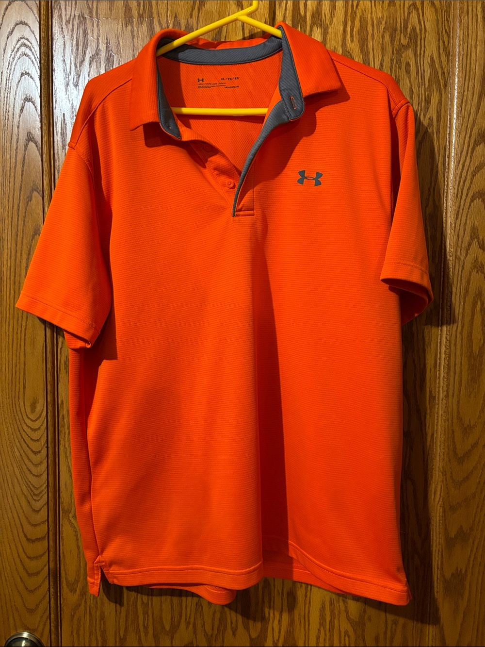 Under Armour Men's Bright Orange Polo with Gray Trim